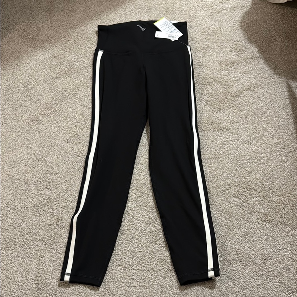 Old Navy Black Leggings with White Stripes